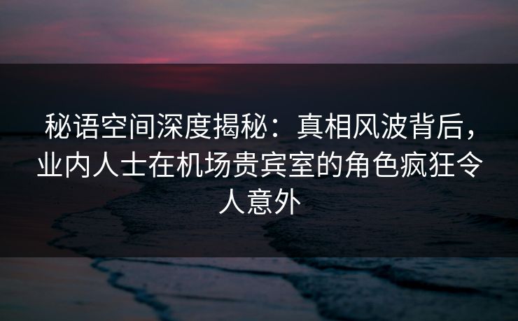 秘语空间深度揭秘：真相风波背后，业内人士在机场贵宾室的角色疯狂令人意外