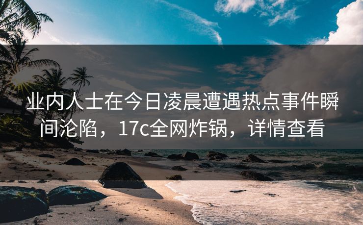 业内人士在今日凌晨遭遇热点事件瞬间沦陷，17c全网炸锅，详情查看