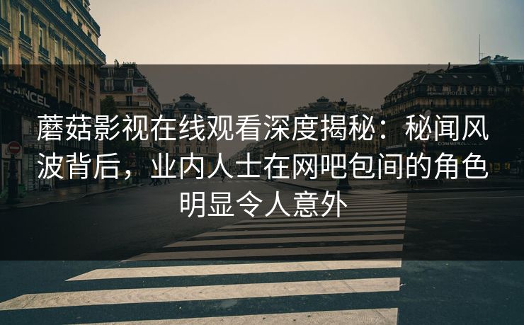 蘑菇影视在线观看深度揭秘：秘闻风波背后，业内人士在网吧包间的角色明显令人意外