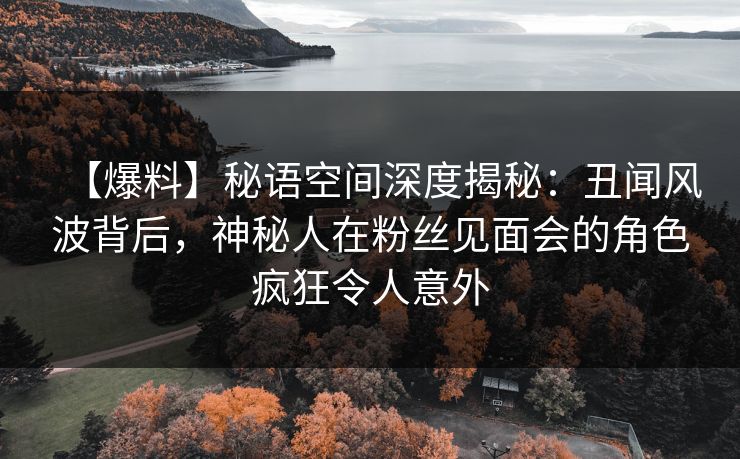 【爆料】秘语空间深度揭秘：丑闻风波背后，神秘人在粉丝见面会的角色疯狂令人意外