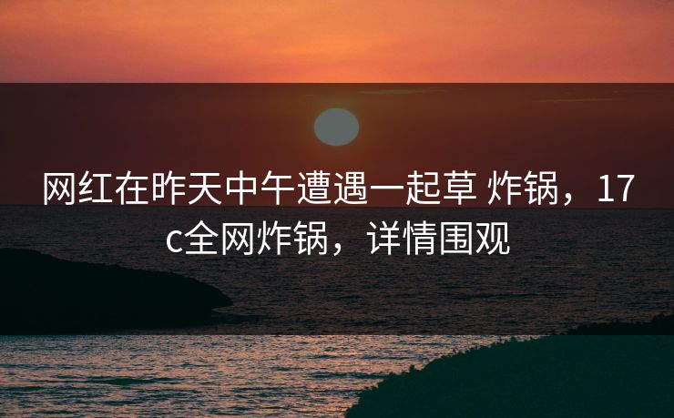 网红在昨天中午遭遇一起草 炸锅，17c全网炸锅，详情围观